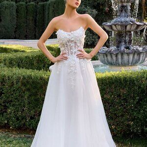 NEW A LINE WEDDING DRESS, CORSET DESTINATION BRIDAL GOWN